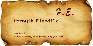 Hornyik Elemér névjegykártya